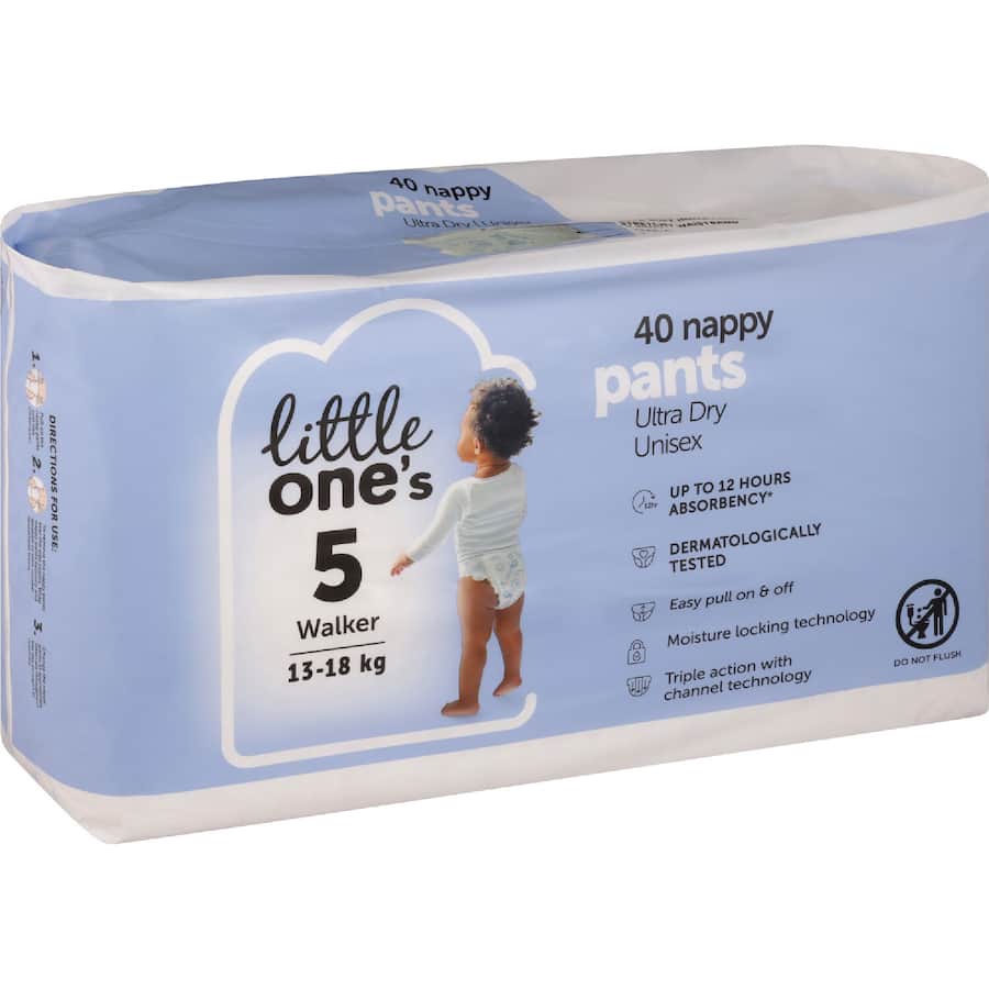 Little One's Bulk Nappy Pants Walker Boys & Girls 13-18kg Size 5 40pack