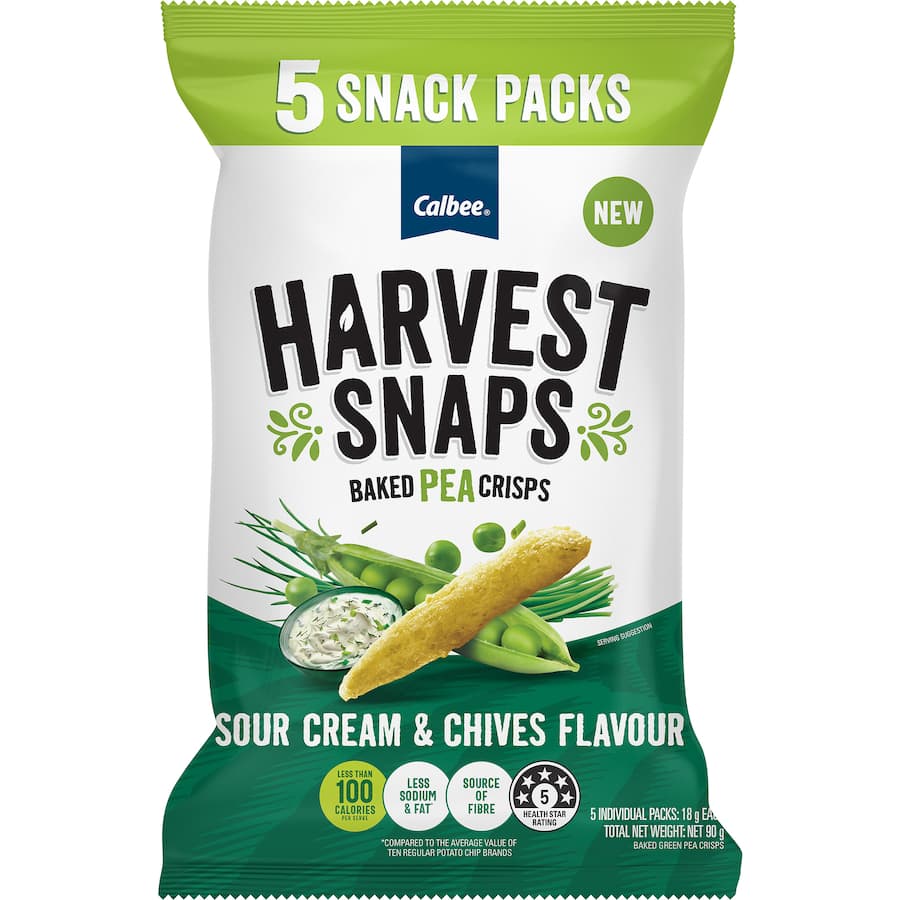Harvest Snaps Pea Crisps Sour Cream & Chives 5 pack 90g