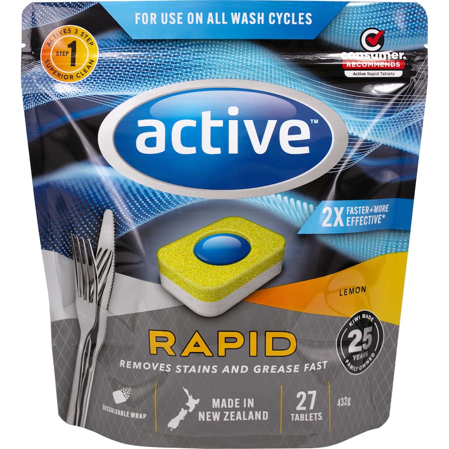 Active Dishwasher Tablets Rapid Lemon 27pack