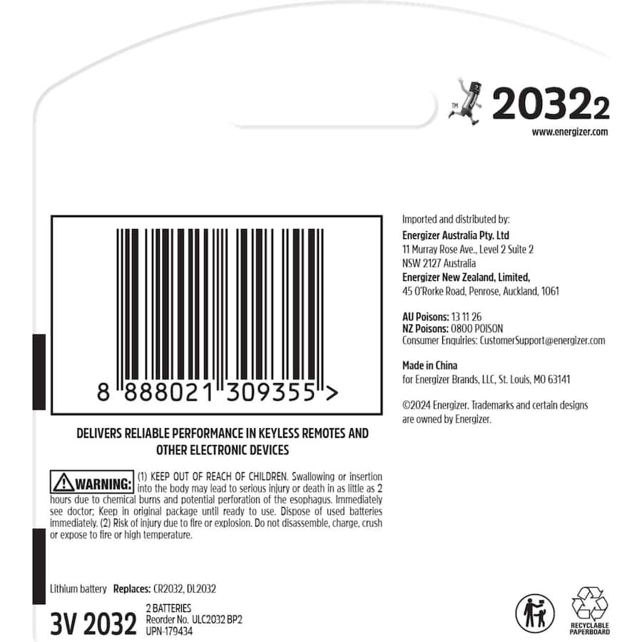 Energizer Ultimate Lithium Batteries 2032 2pack