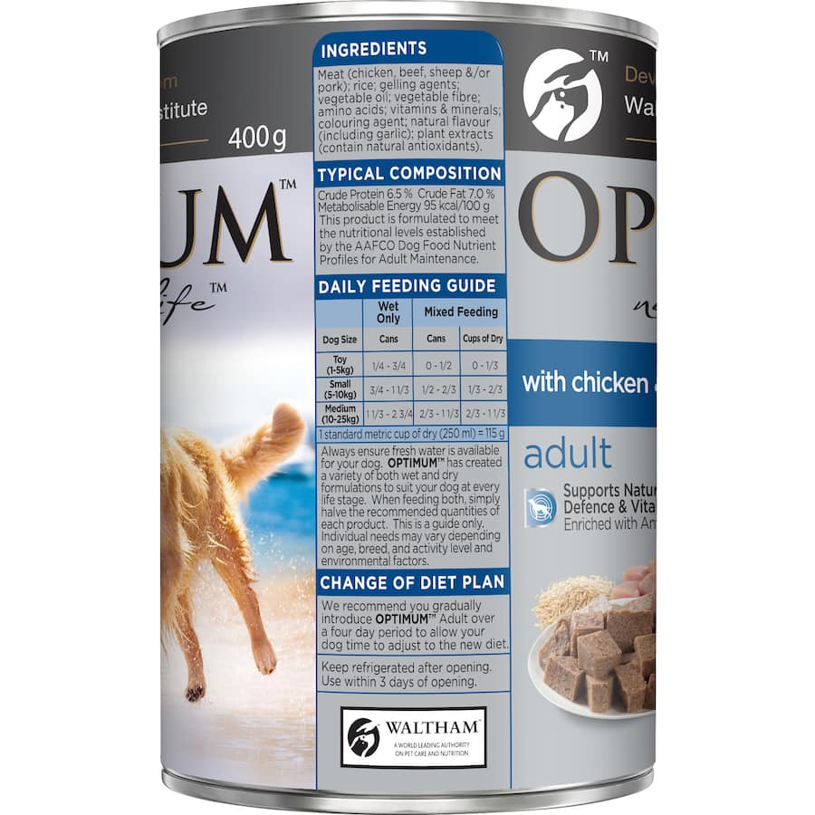 Optimum Wet Dog Food With Chicken & Rice Can 400g