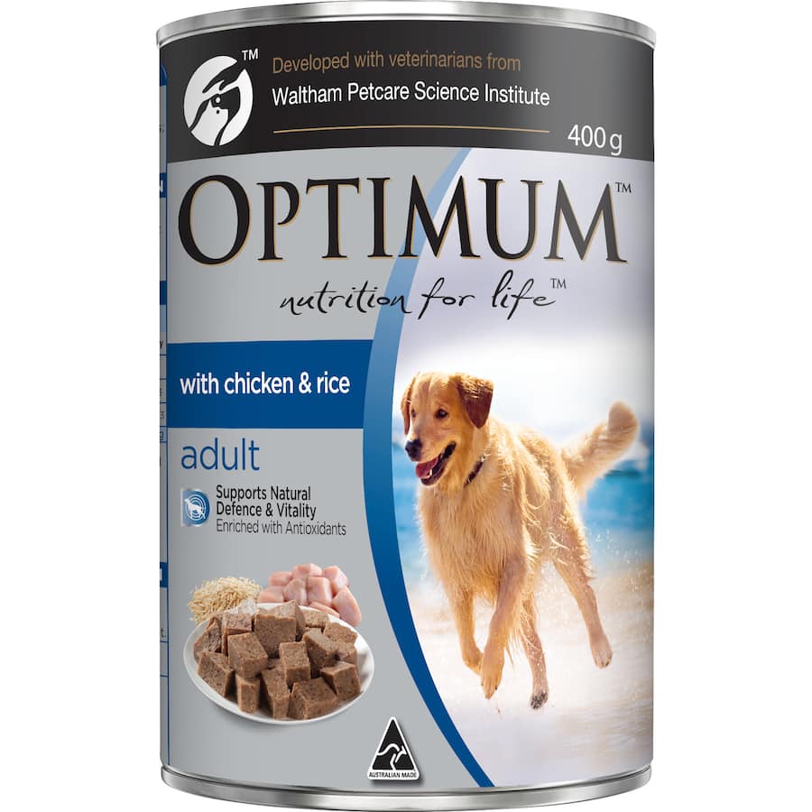 Optimum Wet Dog Food With Chicken & Rice Can 400g