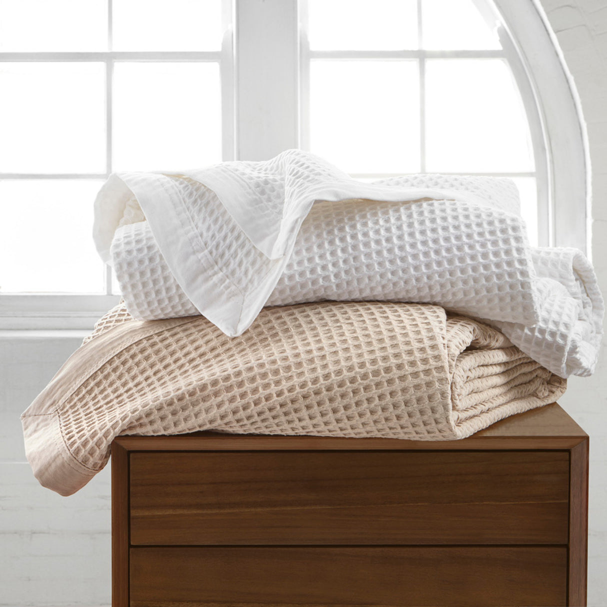 King Single / Double Bed Blanket - Linen Cotton Waffle Blanket