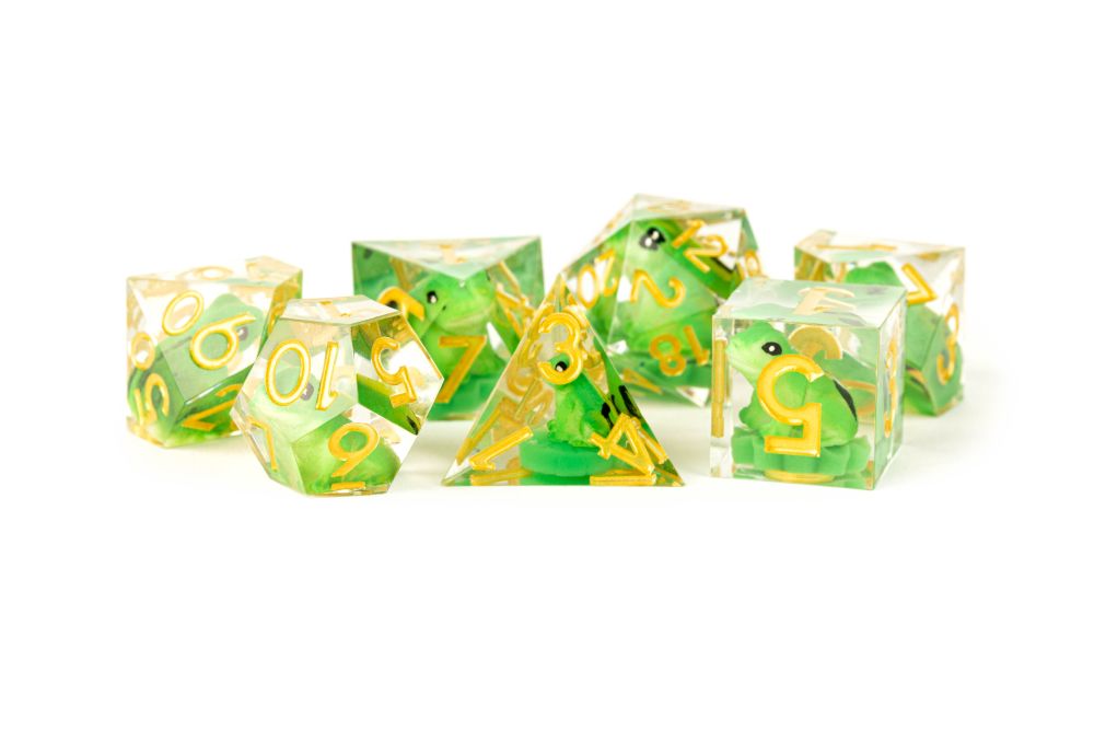 Fanroll: Handcrafted Sharp Edge Resin Dice Set: Frog Dice