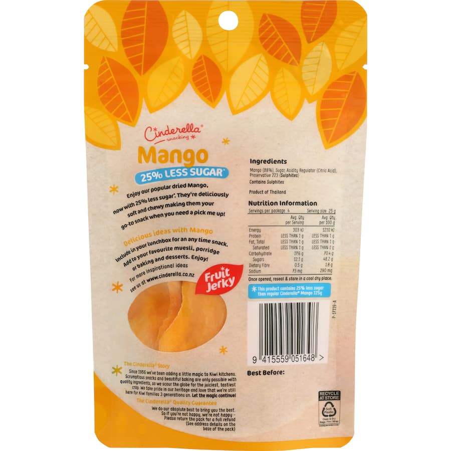 Cinderella Dried Mango Reduced Sugar 100g