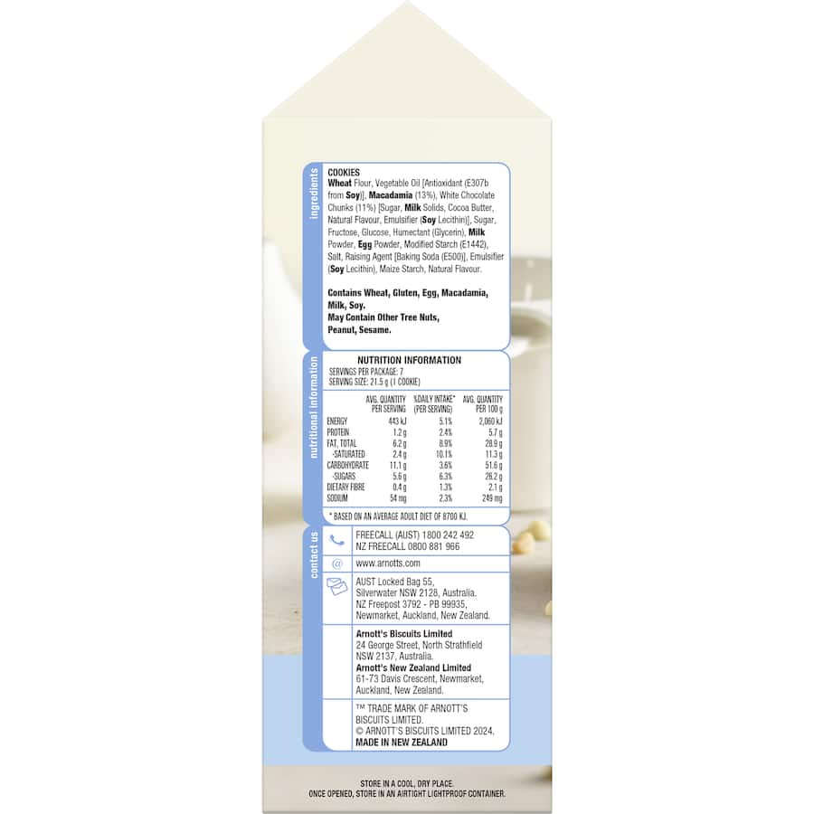 Arnotts Softbake Cookies White Chocolate Macadamia 150g