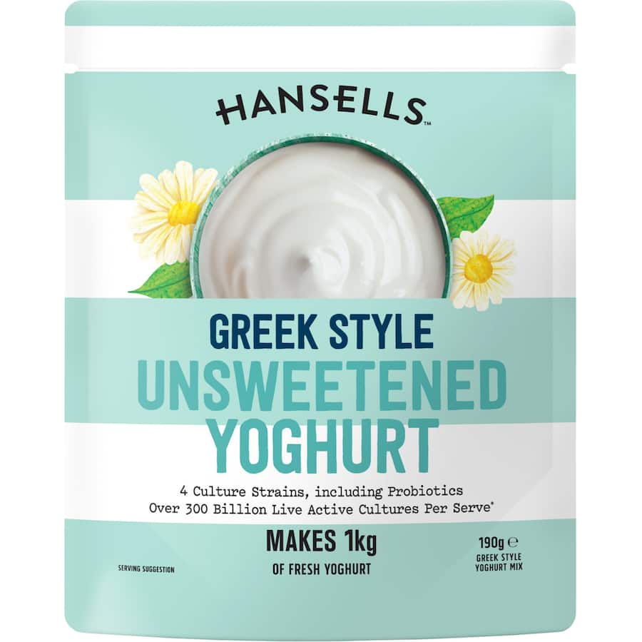 Hansells Greek Style Yoghurt Base Unsweetened Sachet 190g