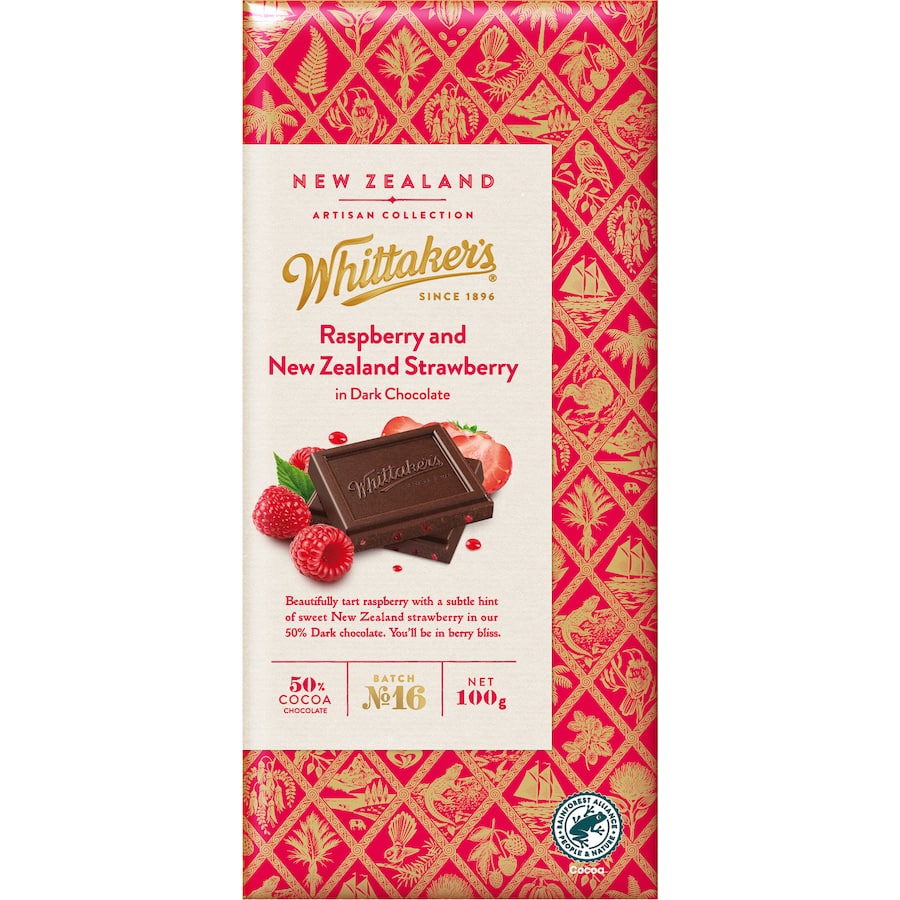 Whittakers Chocolate Block Raspberry & NZ Strawberry 100g