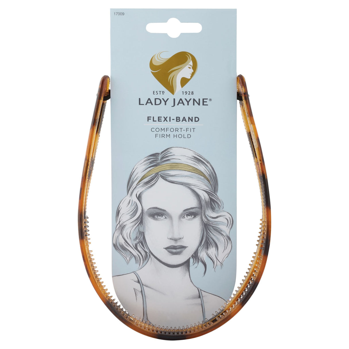 Lady Jayne Flexi Band in black and tortoise shell, designed for comfortable all-day wear and versatile hairstyles.