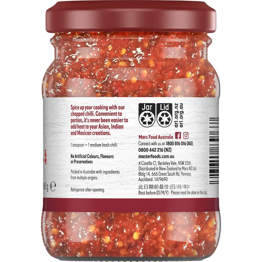 Masterfoods Chilli Finely Chopped Jar 160g