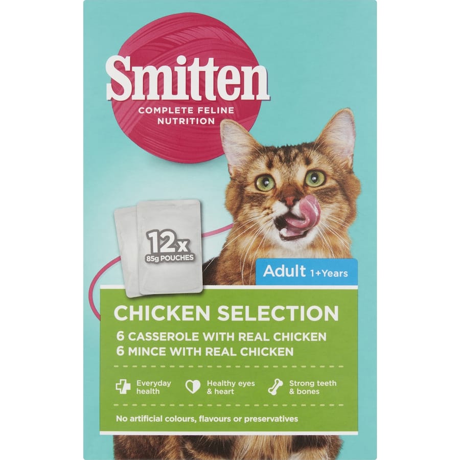 Smitten Wet Cat Food Chicken Selection Pouches 12x85g