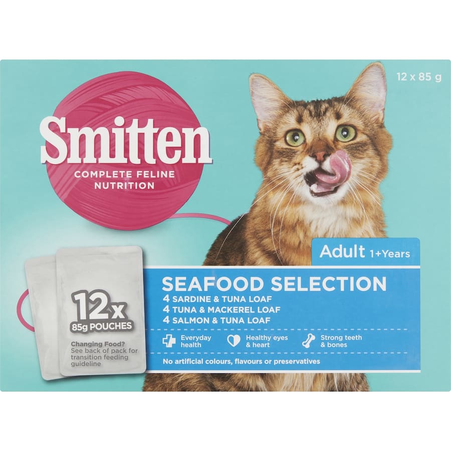 Smitten Wet Cat Food Seafood Selection Pouches 12x85g