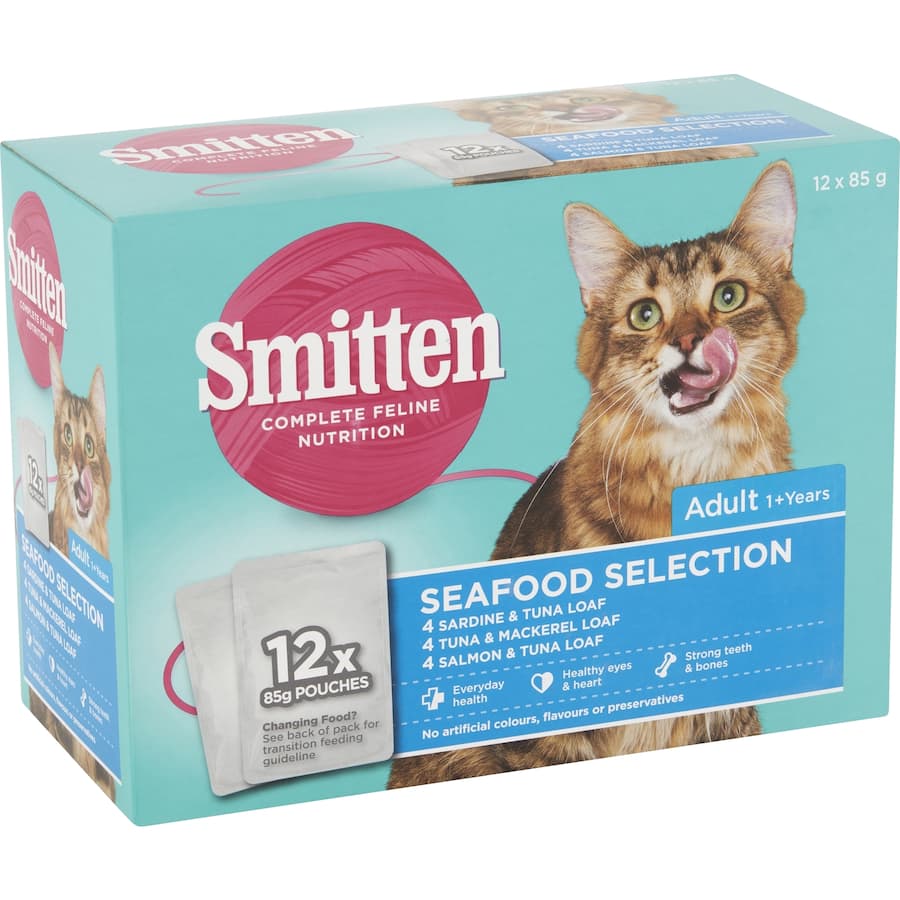 Smitten Wet Cat Food Seafood Selection Pouches 12x85g