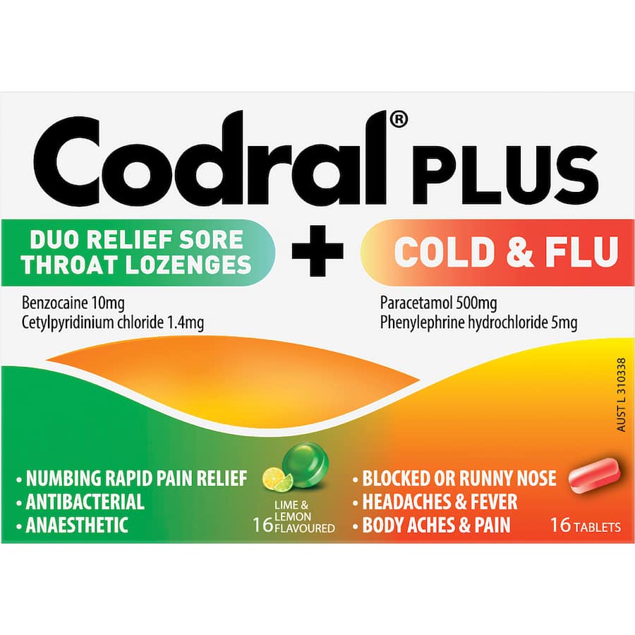 Codral Plus Cold & Flu Plus Sore Throat Lozenges 32pack