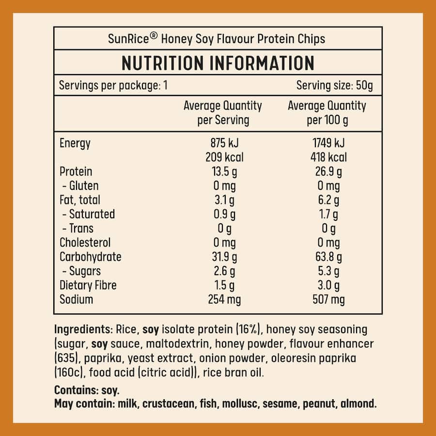 Sunrice Protein Chips Honey Soy 50g