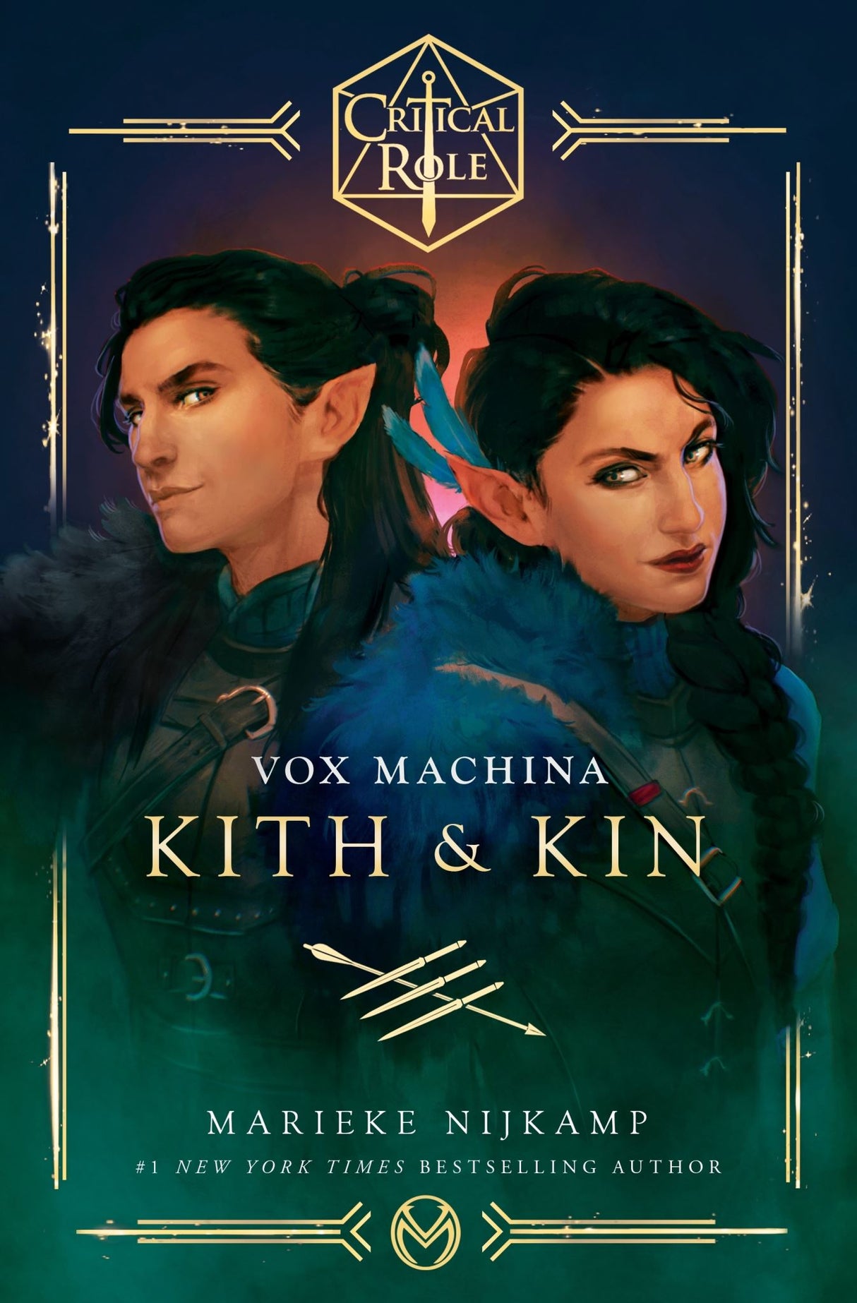"Cover of 'Critical Role: Vox Machina - Kith & Kin', featuring twins Vex'ahlia and Vax'ildan on an epic fantasy adventure."