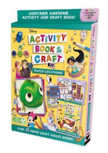 Disney-themed craft kit featuring a 24-page activity book with over 15 paper projects and essential crafting supplies.