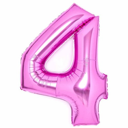 Large Number 4 Pink Foil Balloon 66cm w x 93cm h