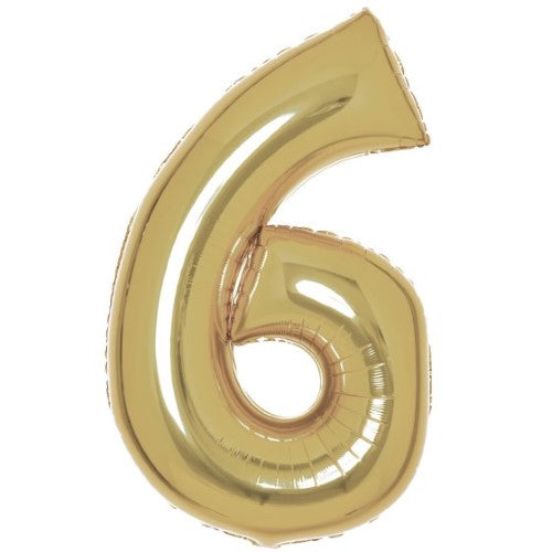 Large Number 6 White Gold Foil Balloon 56cm w x 92cm h