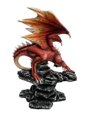 Ornament - Fire Dragon with Sword Guarding Crystals (27.5cm)