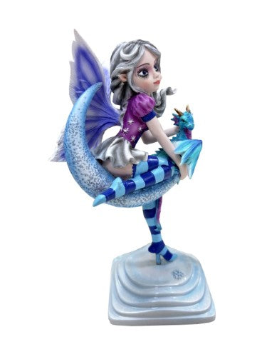 Ornament - Fairy with Dragon Sitting on Moon (16.5cm)
