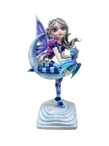Ornament - Fairy with Dragon Sitting on Moon (16.5cm)