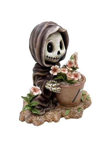 Ornament - Adorable Spring Grim Reaper with Flower Pot (10cm)