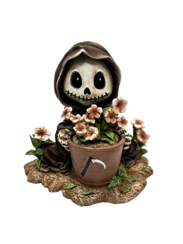 Ornament - Adorable Spring Grim Reaper with Flower Pot (10cm)
