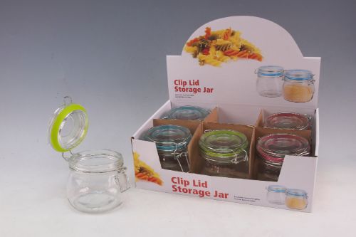 Glass Storage Jar With Clip Lid - 500ml (Set Of 6 Assorted)