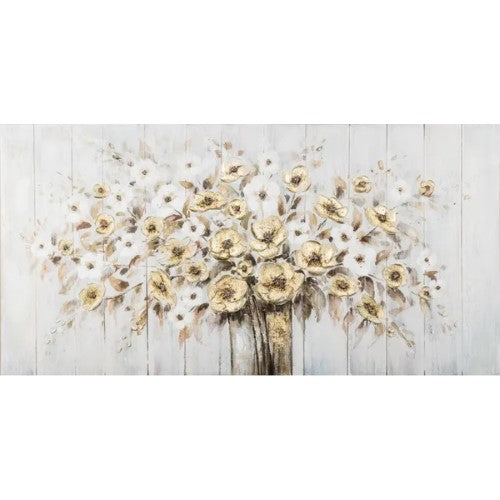 Elegant white flower painting in a vase on canvas, bringing serene beauty and sophistication to any living space.