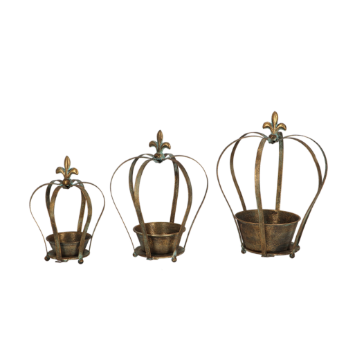 Planter - Aged Metal Crown (Set of 3)