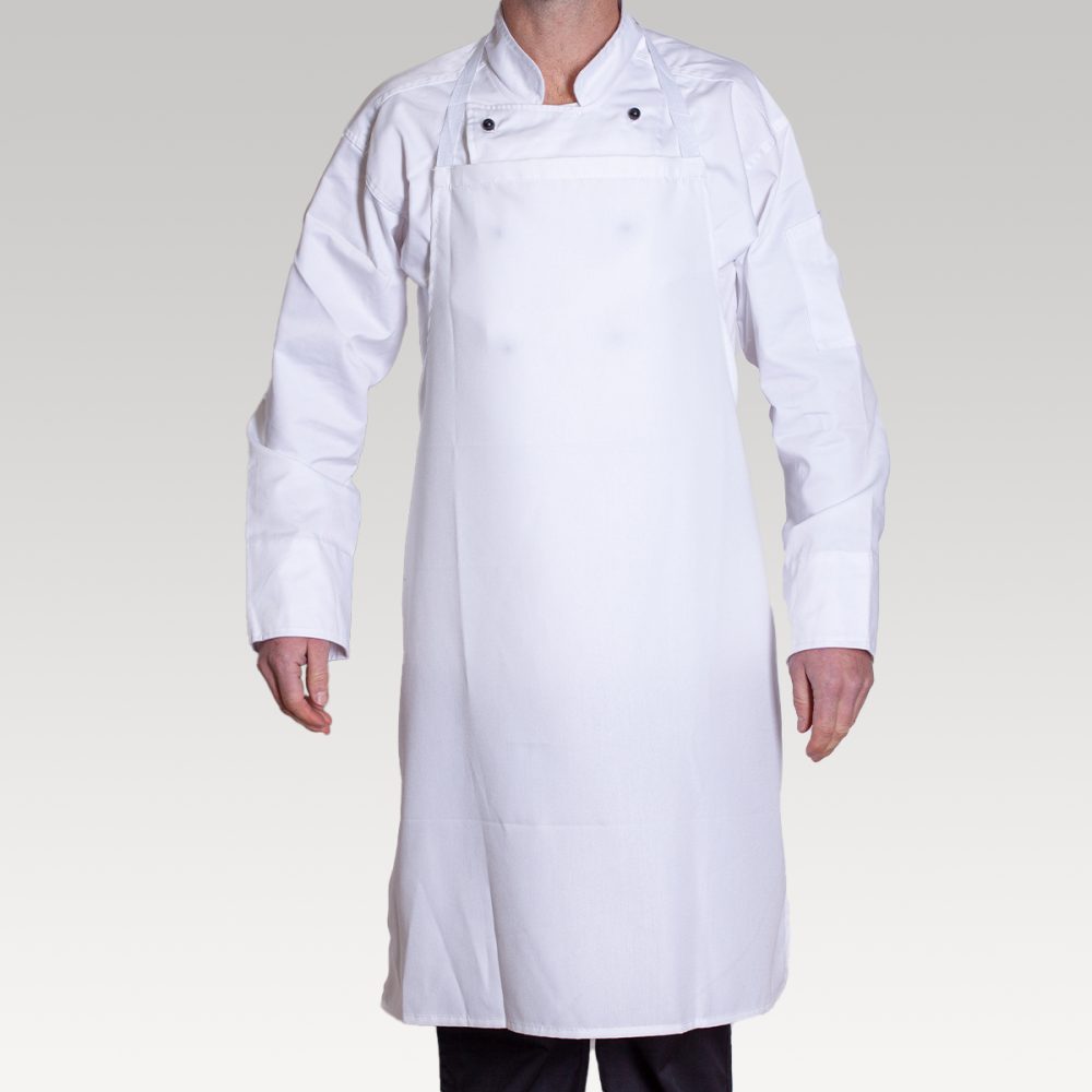 Bib Apron - Caress No Pocket Short 85cm (White)