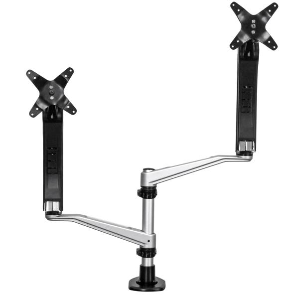 Desk Mount Dual Monitor Arm - Full Motion - Tool-less - Up to 30" VESA Monitors