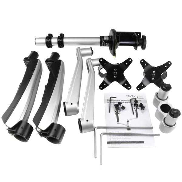 Desk Mount Dual Monitor Arm - Full Motion - Tool-less - Up to 30" VESA Monitors