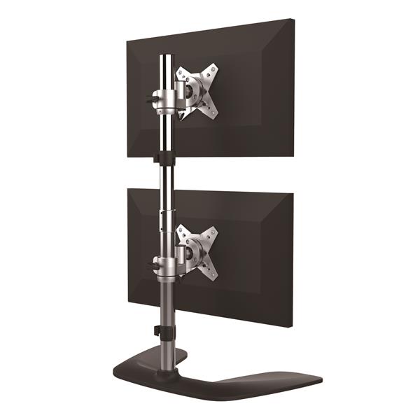 Vertical Dual Monitor Stand for up to 27" Monitors - Aluminum