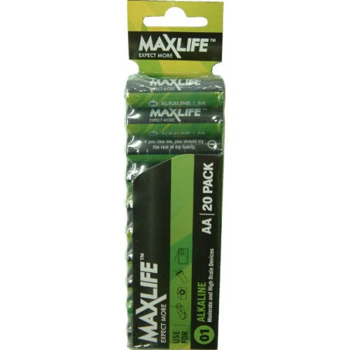 Max-Life Batteries Alkaline AA 20-Pack