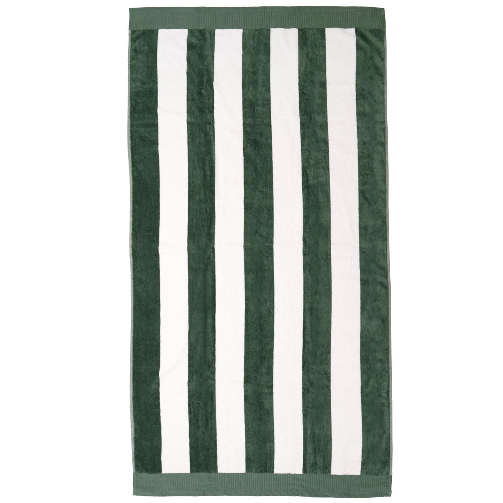 Classic Stripe Beach Towel Moss - BAMBURY