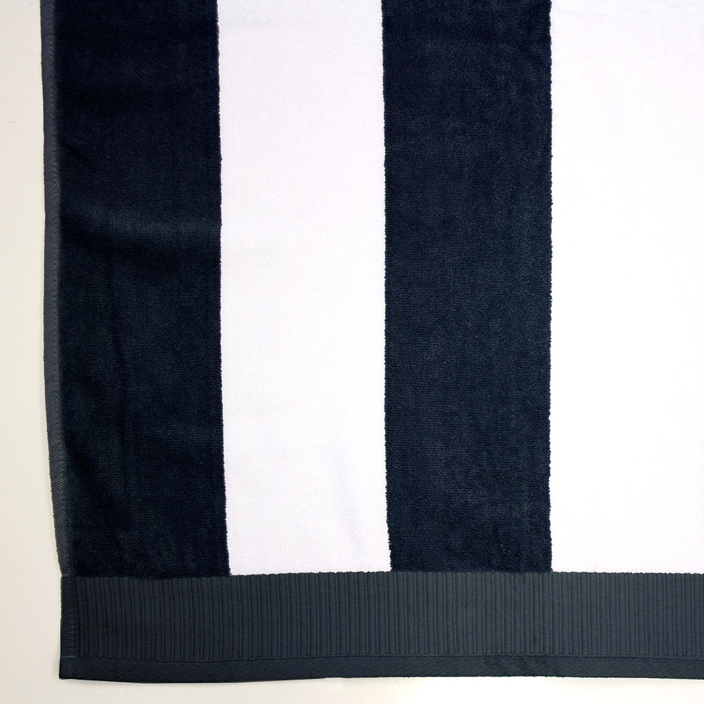 Classic Stripe Beach Towel Navy- Bambury
