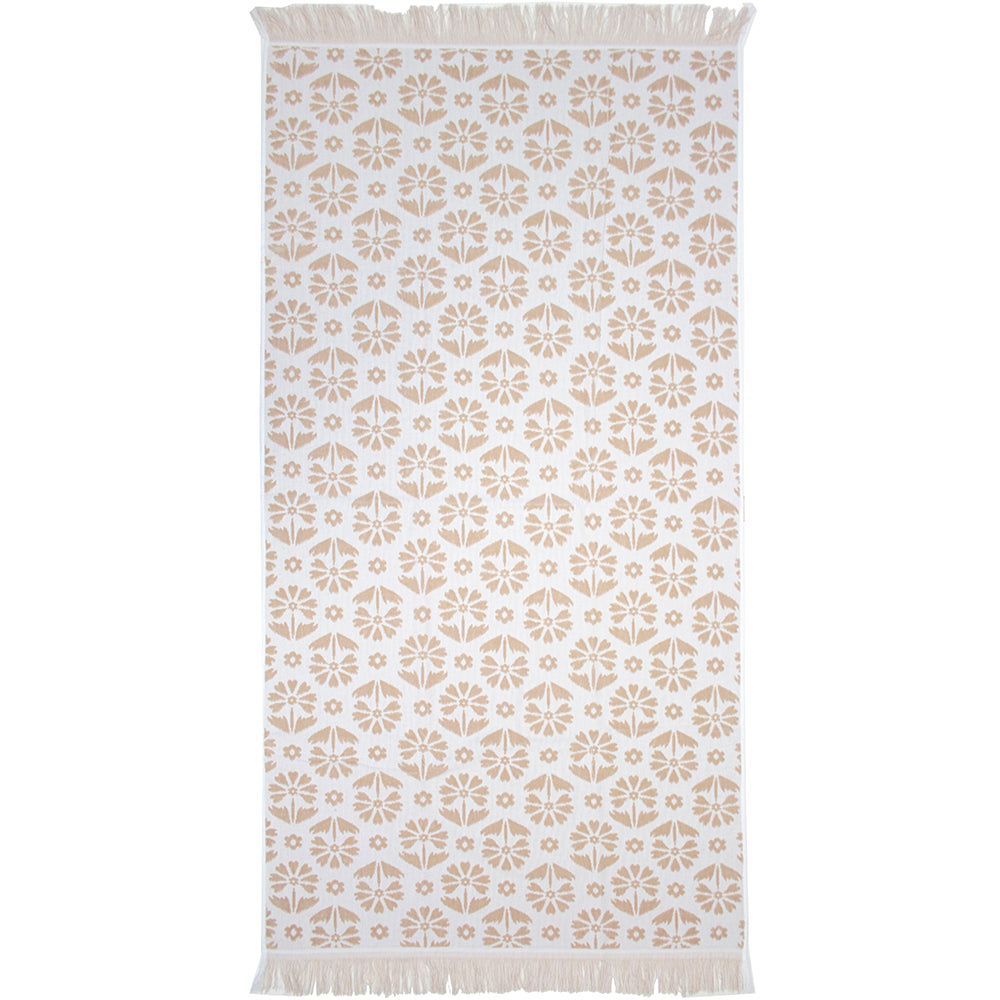 Flora Beach Towel Pebble- Bambury