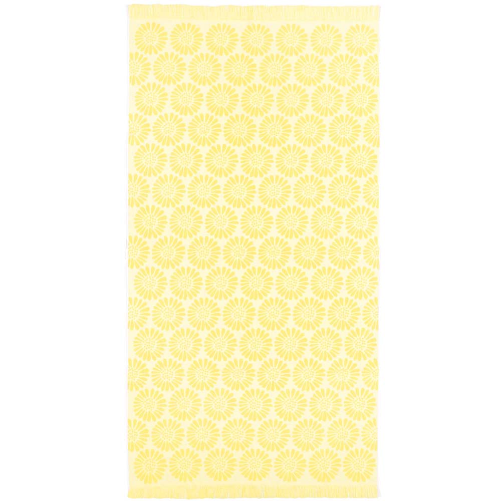 HiLo Cotton Towelling Beach Towel 90 x 170cm Bambury - Daisy Butter