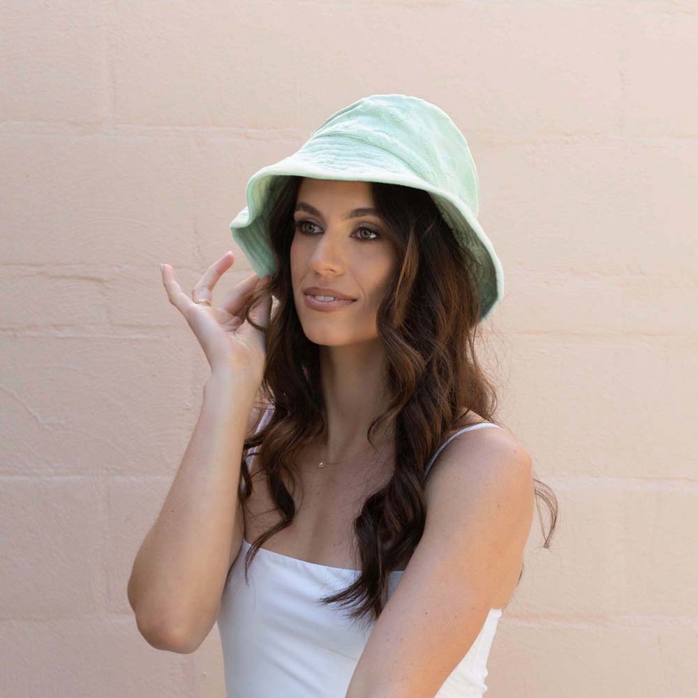 HiLo Cotton Towelling Bucket Hat One Size Bambury - Solana Mint