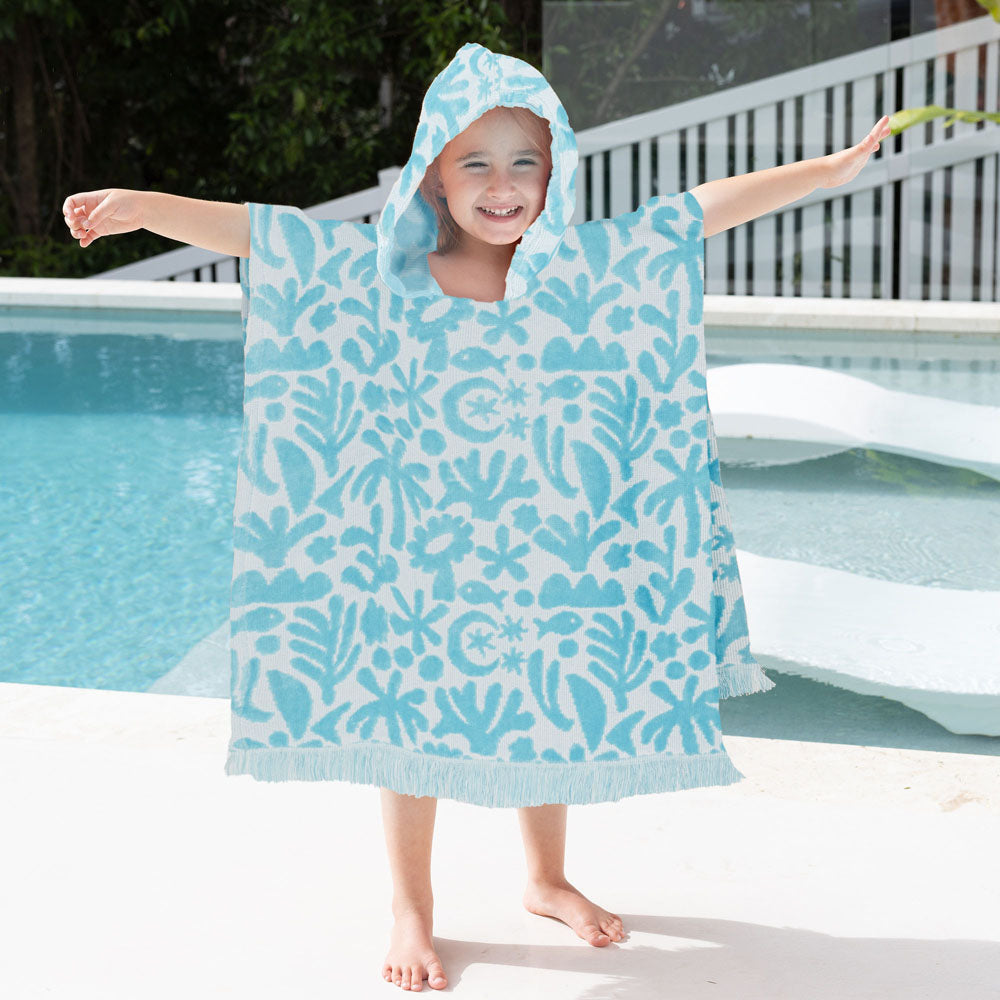HiLo Kids Poncho Holiday - Sky - BAMBURY