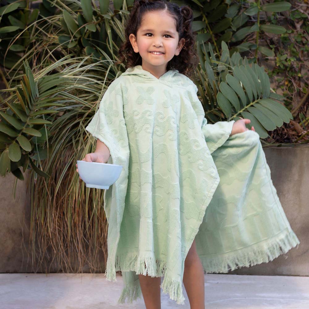 HiLo Cotton Hooded Towel Poncho for Kids 3-7 Years Bambury - Solana Mint