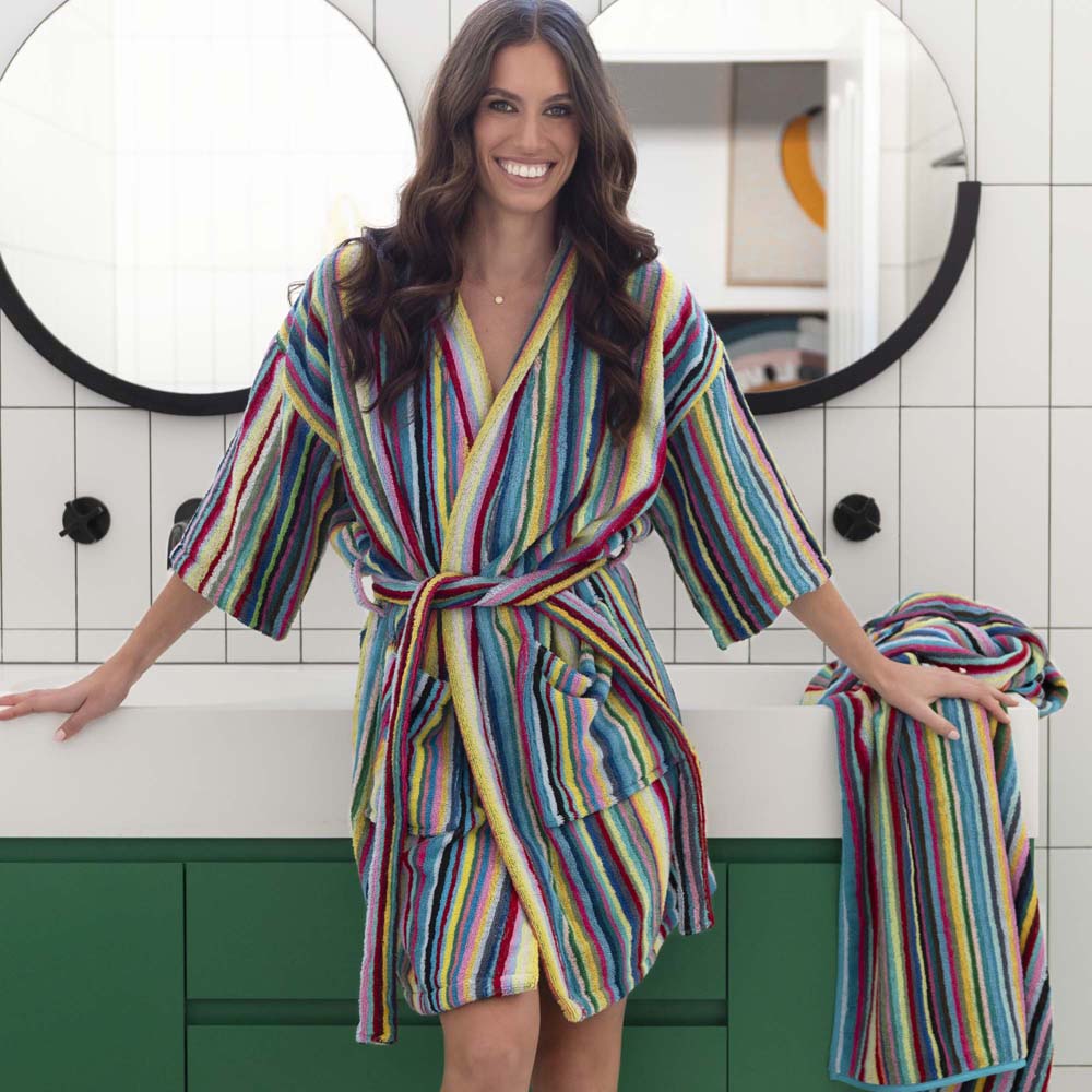 Prism 100% Cotton Terry Short Bath Robe S/M Bambury
