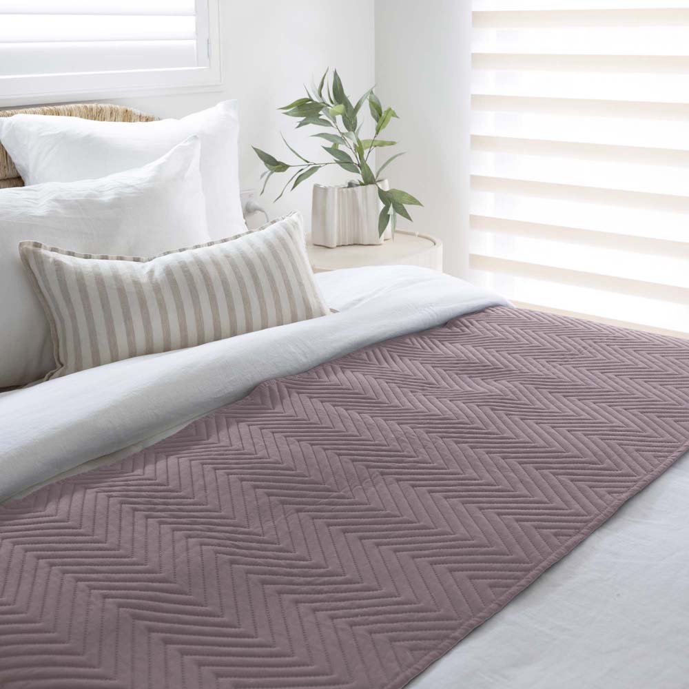 Herringbone Polyester Microfibre Bed Runner 270 x 60cm Bambury - Mauve