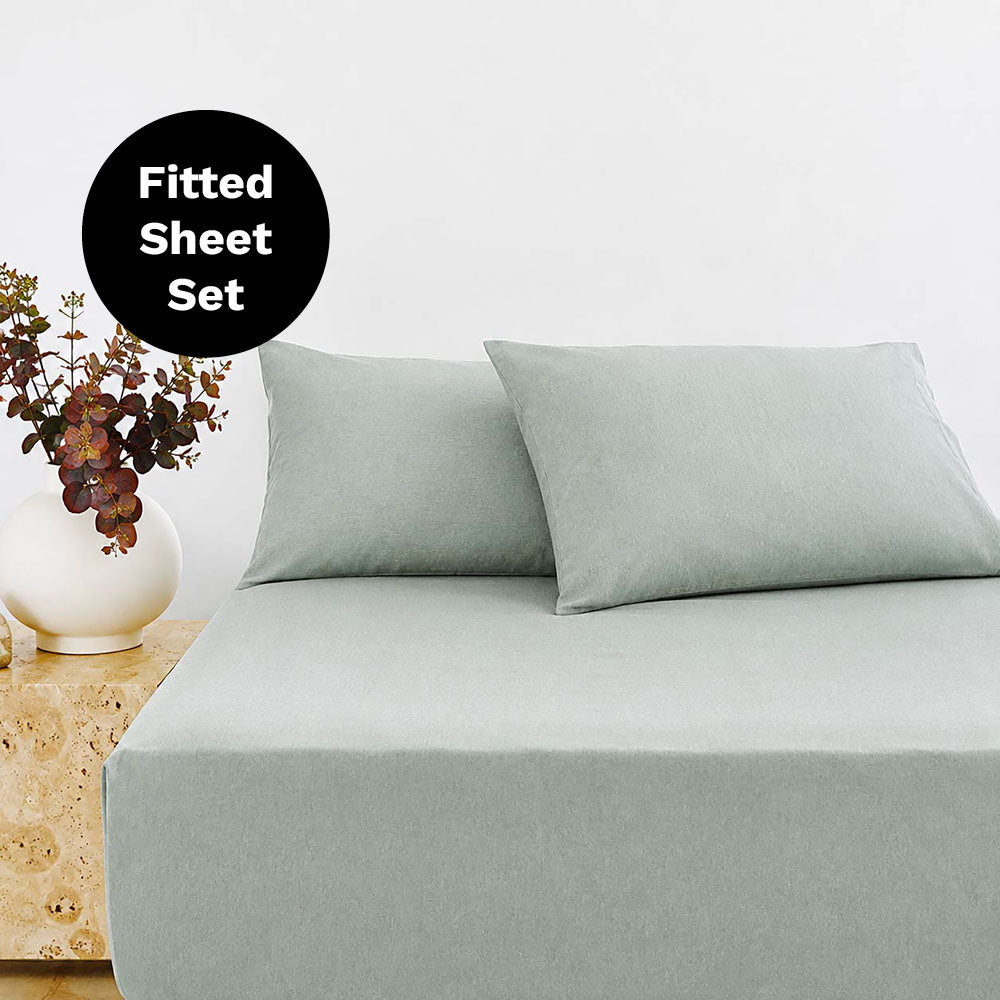 BedT Organica Cotton Tencel Fitted Sheet Set Bambury - Double Sage