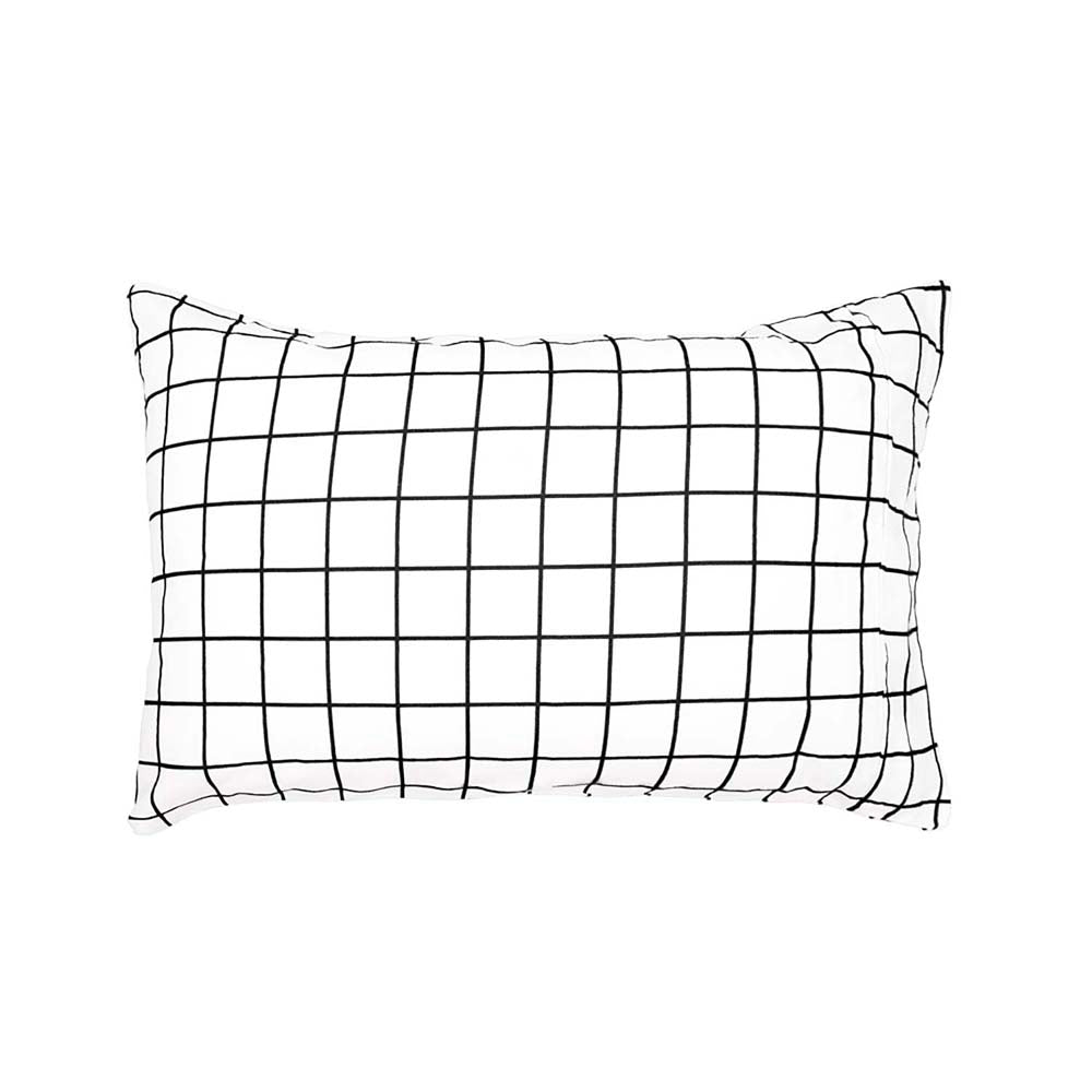 Grid Black Flannelette Fitted Sheet Set King - Bambury