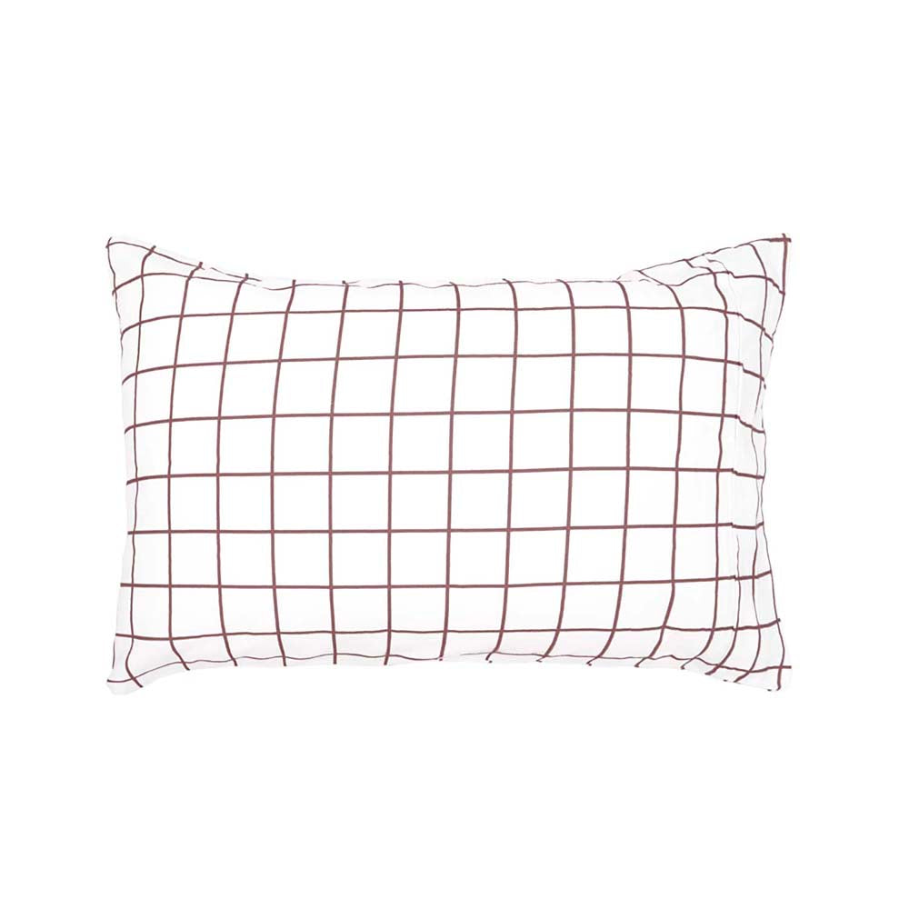 Grid Boysenberry Flannelette Sheet Set Split King - Bambury