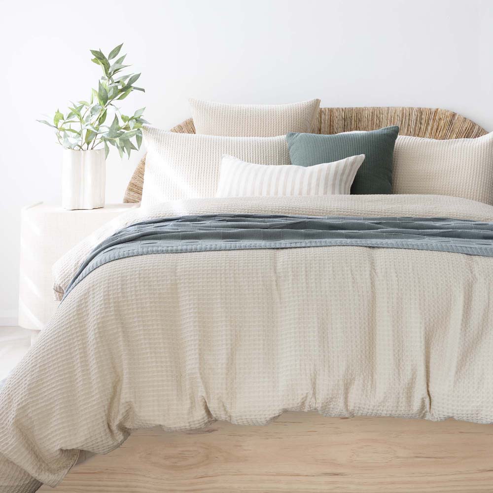 Dorset Cotton Waffle Quilt Cover Set Bambury - Queen Stone