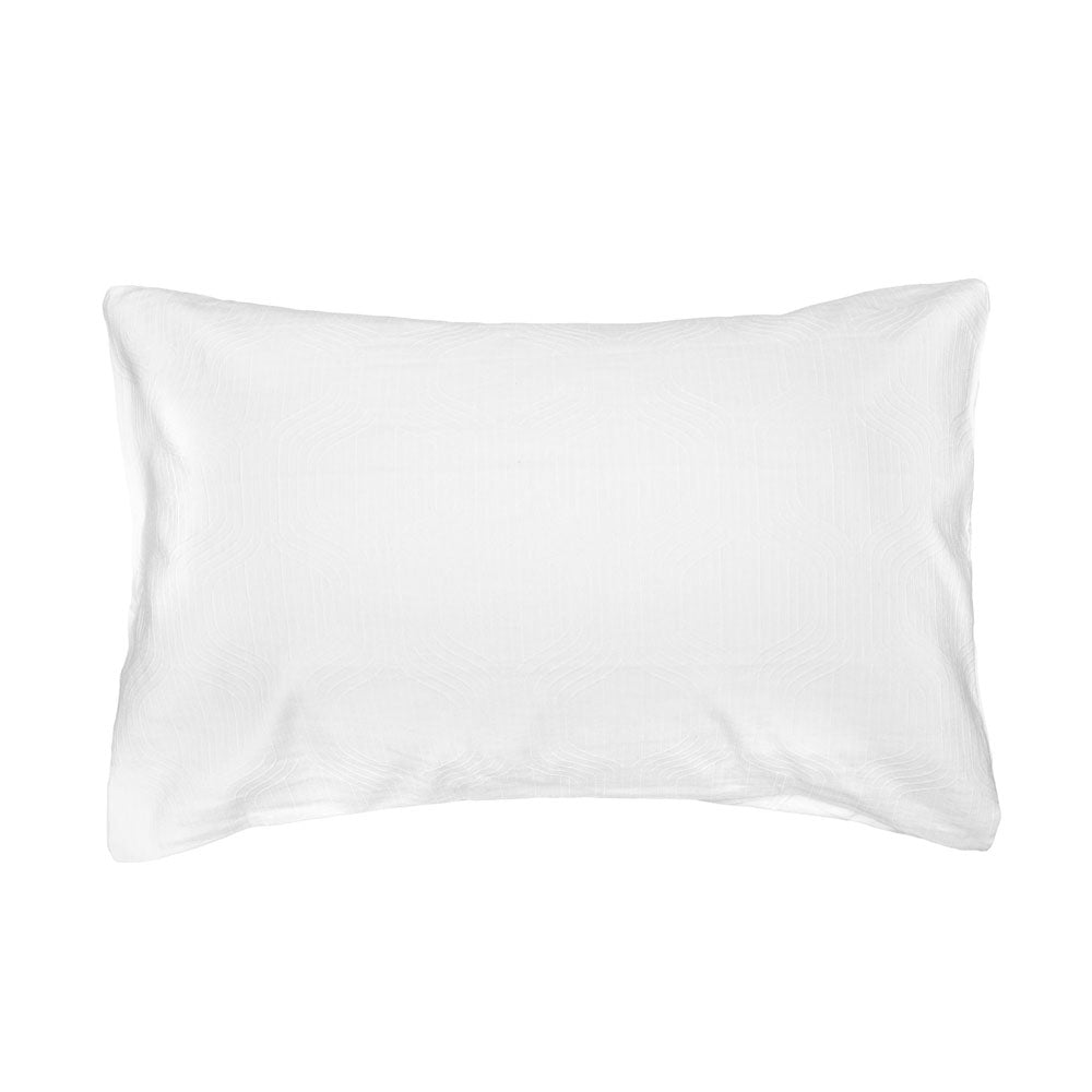 Ogee Jacquard Duvet / Quilt Cover Set White King - Bambury